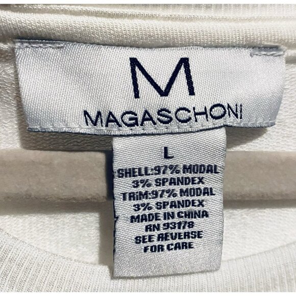 M Magaschoni Sweatshirt Womens Large Ivory Crew Neck Layered Modal Comfy Cozy - Picture 5 of 7